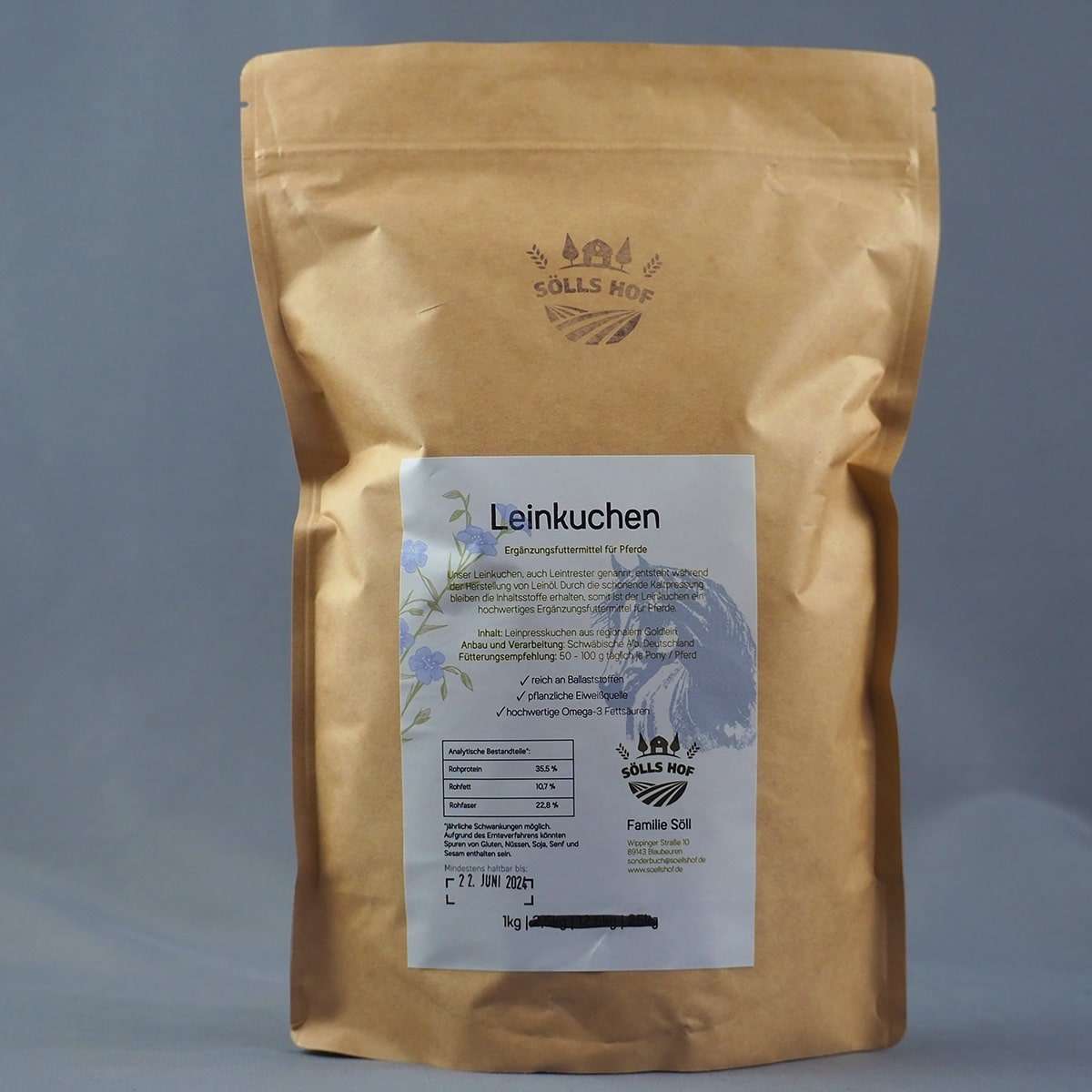 Leinkuchen in Verpackung