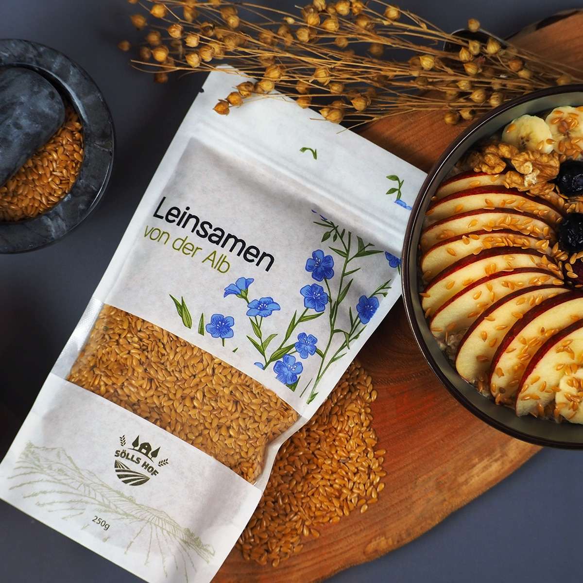 Leinsamen von der Alb im Müsli