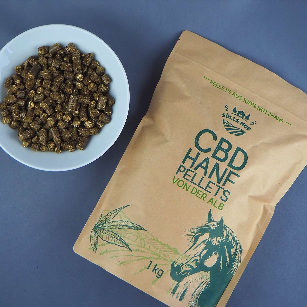 Hanfpellets in Verpackung